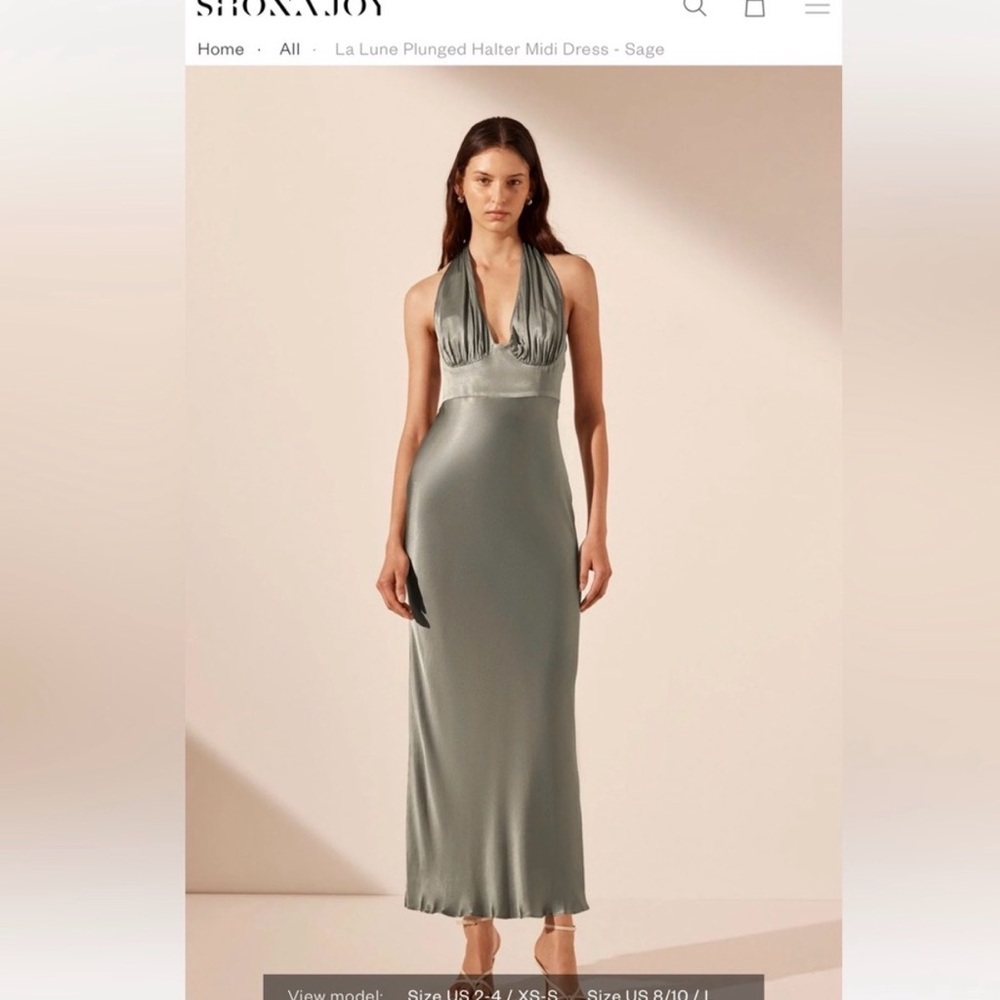Shona Joy Green Halter Midi Dress
